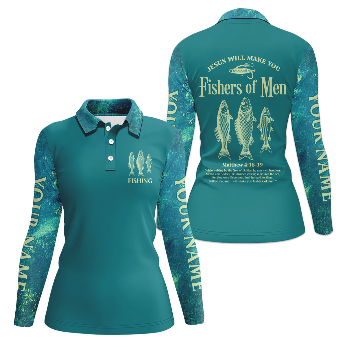 Jesus Will Make You Fishers Of Men Christian Fishing UPF Shirts, Funny Fishing Shirt, Women Fishing Shirt