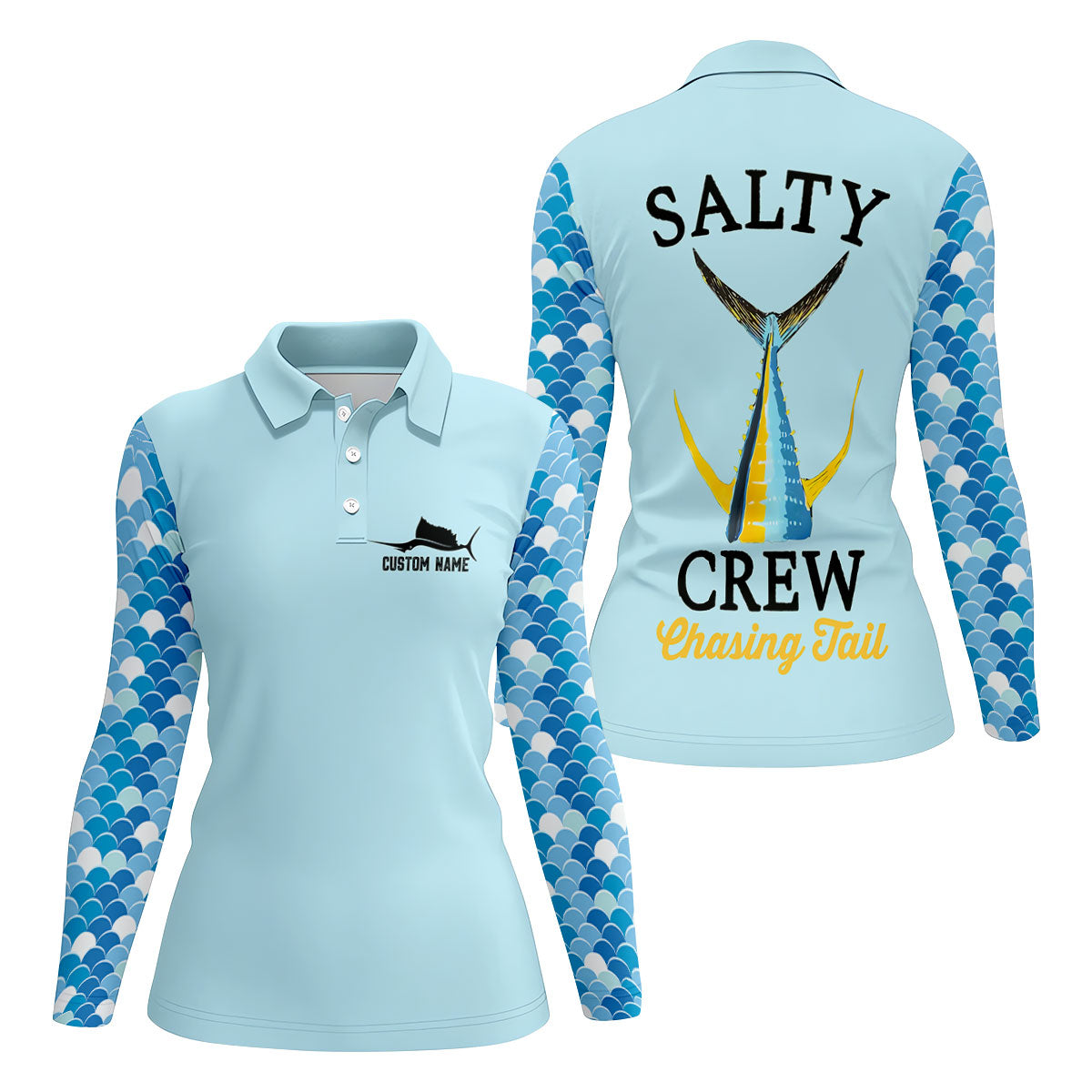 Salty Crew Chasing Tail Dark Light Fishing UPF Shirts, Funny Fishing Shirt, Fishing Shirt For Women