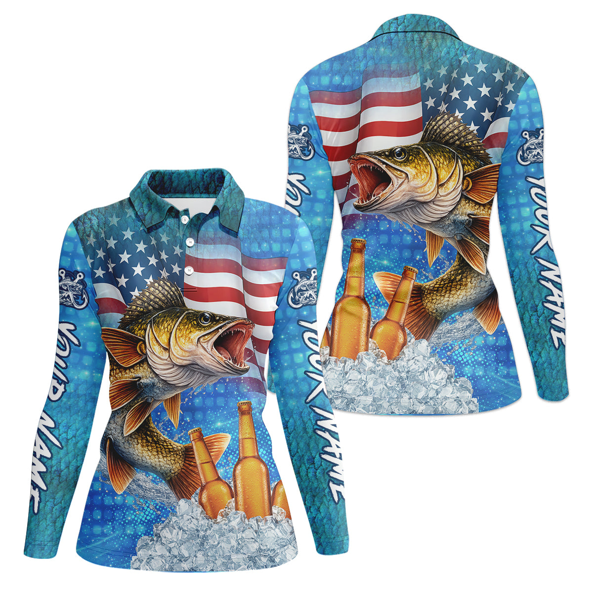 Fishing And Beer Patriotic Fishing Shirt, 250th Anniversary Fishing UPF Shirts, Fishing Shirt For Women