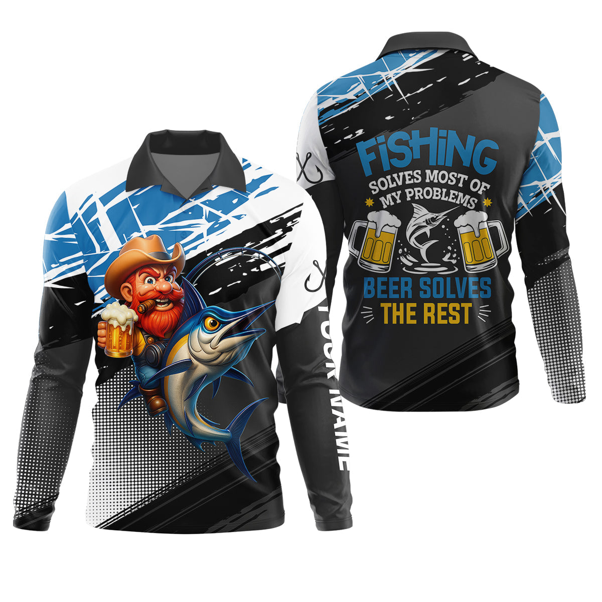 Fishing Solves Most Of My Problems Beer Solves The Rest Funny Fishing Shirt, SPF Shirt For Men, Gift For Fisherman