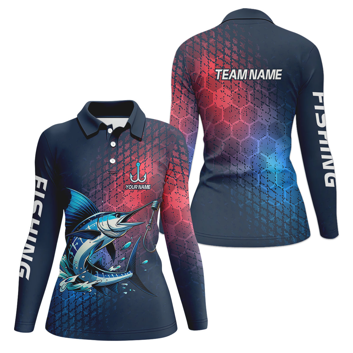 Marlin Fishing Custom Name UPF Shirts, Tournament Fishing Shirts, Women Fishing Shirt