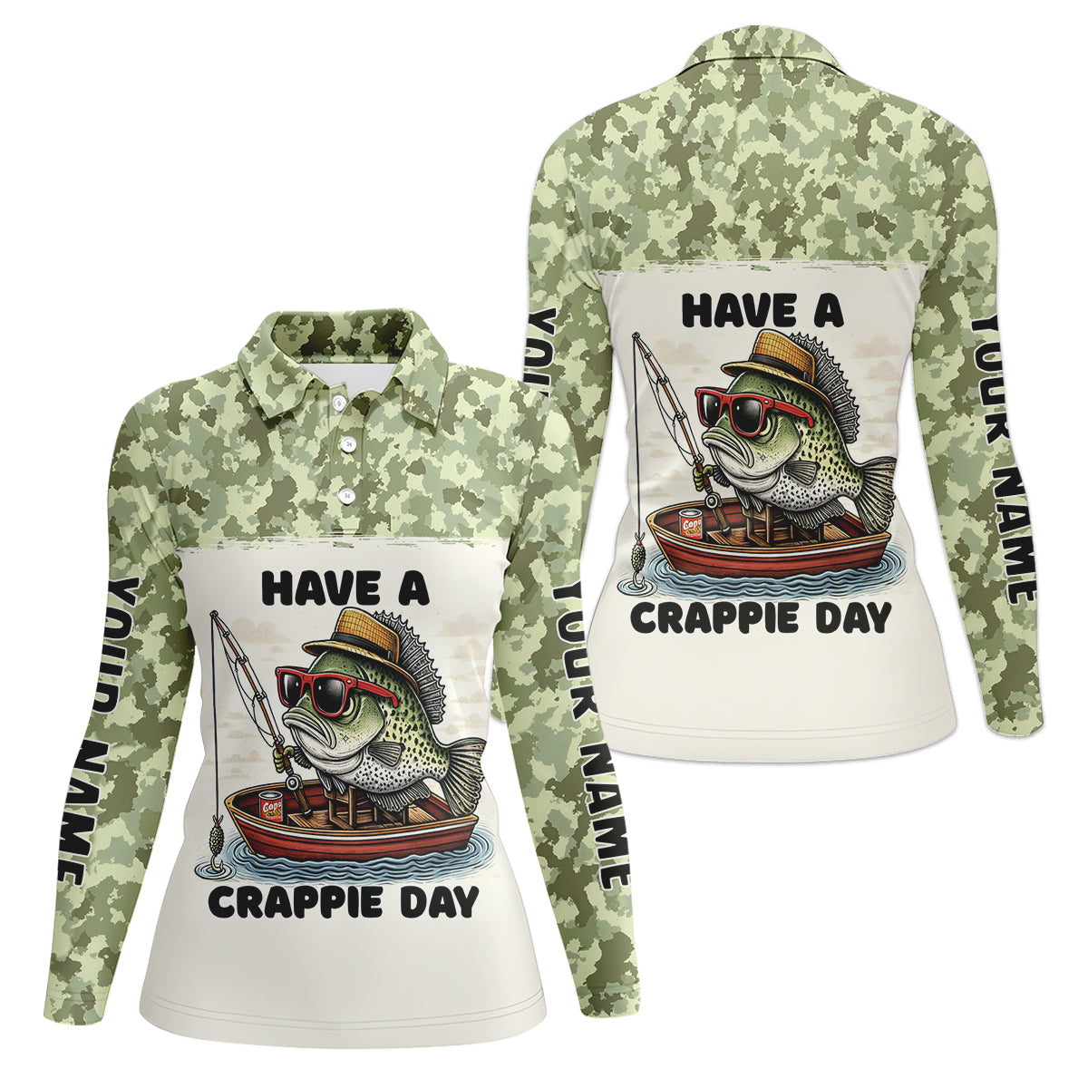 Have A Crappie Day Camo Fishing Shirt, Female Fishing Shirts, Fishing Shirt For Women