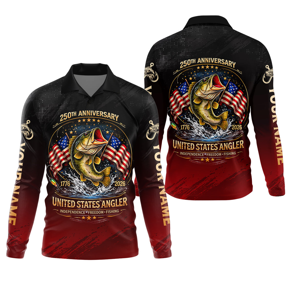 250th Anniversary Independence Freedom Fishing Patriotic Fishing Shirt, Fishing UPF Shirts, Fishing Shirts For Men