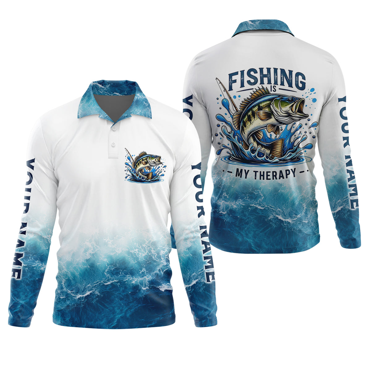 Fishing Is Therapy Funny Fishing Shirt, Mens SPF Shirt, Fishing Gifts For Men, Bass Fishing