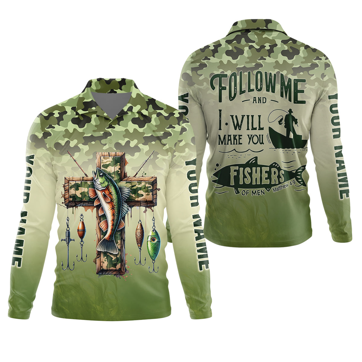 I Will Make You Fishers Of Men Camouflage Fishing Shirts, Fishing UPF Shirts, Christian Fishing Shirts For Men