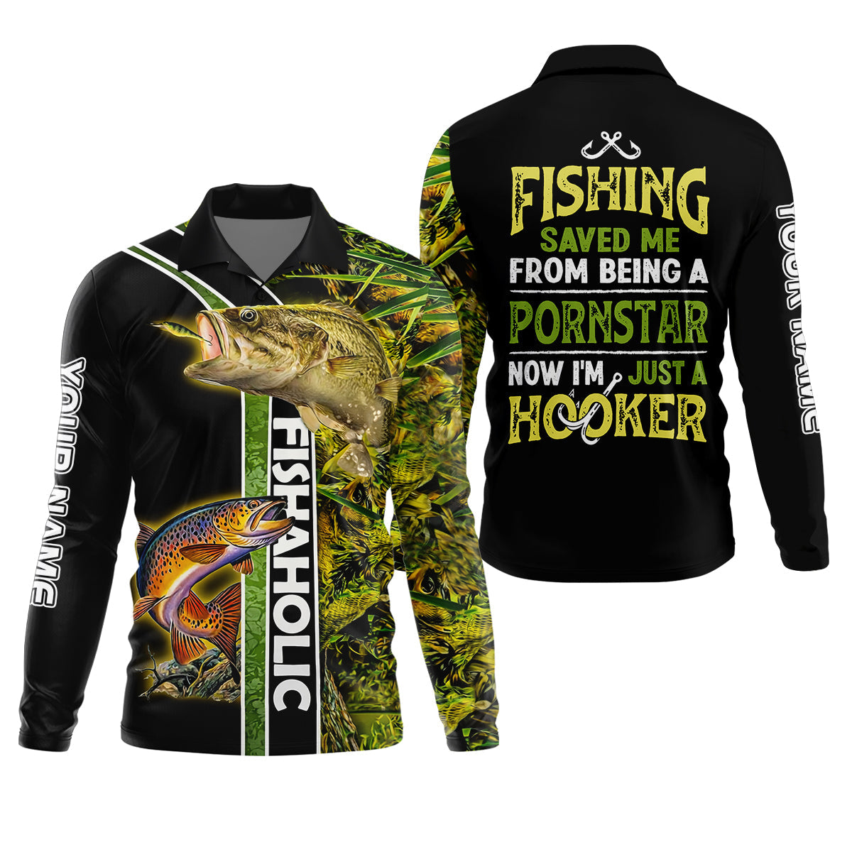 Now I'm Just A Hooker Personalized Fishing Shirt, Fishing UPF Shirts, Funny Fishing Shirt, Fishing Gift for Men