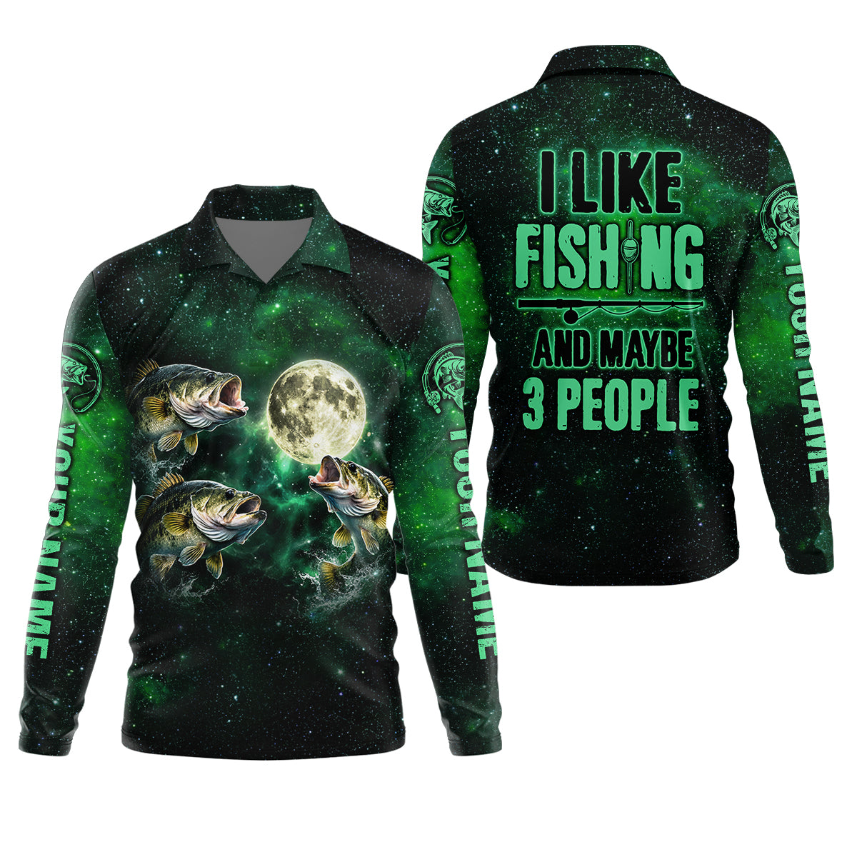 I Like Fishing And Maybe 3 People Shirt, Personalized Bass Fishing Long Sleeve For Men