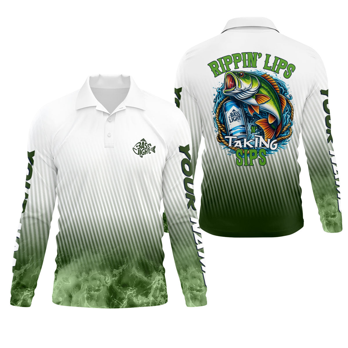 Rippin’ Lips & Takin’ Sips – Bass Fishing Shirt, Fishing UPF Shirts, Funny Fishing Shirt