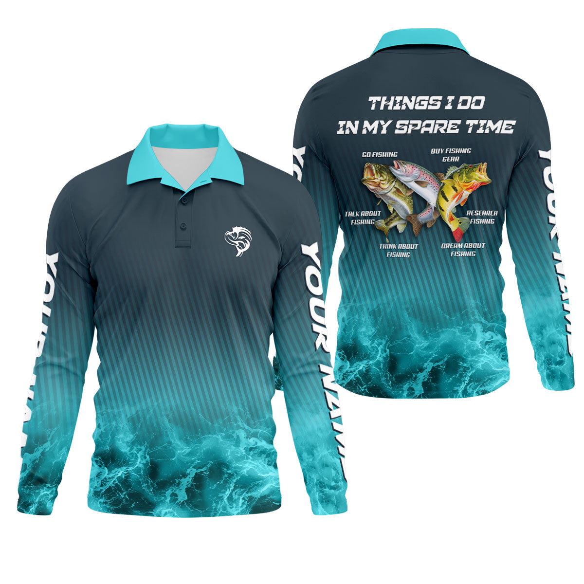 Personalized Fishing Shirt for Men, Funny Angler Long Sleeve UPF Shirt, Things I Do in My Spare Time Fisherman Gift