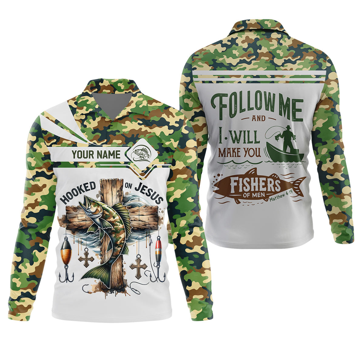 Hooked on Jesus Fishing UPF Shirt – Follow Me Fishers of Men Christian Fishing Shirt