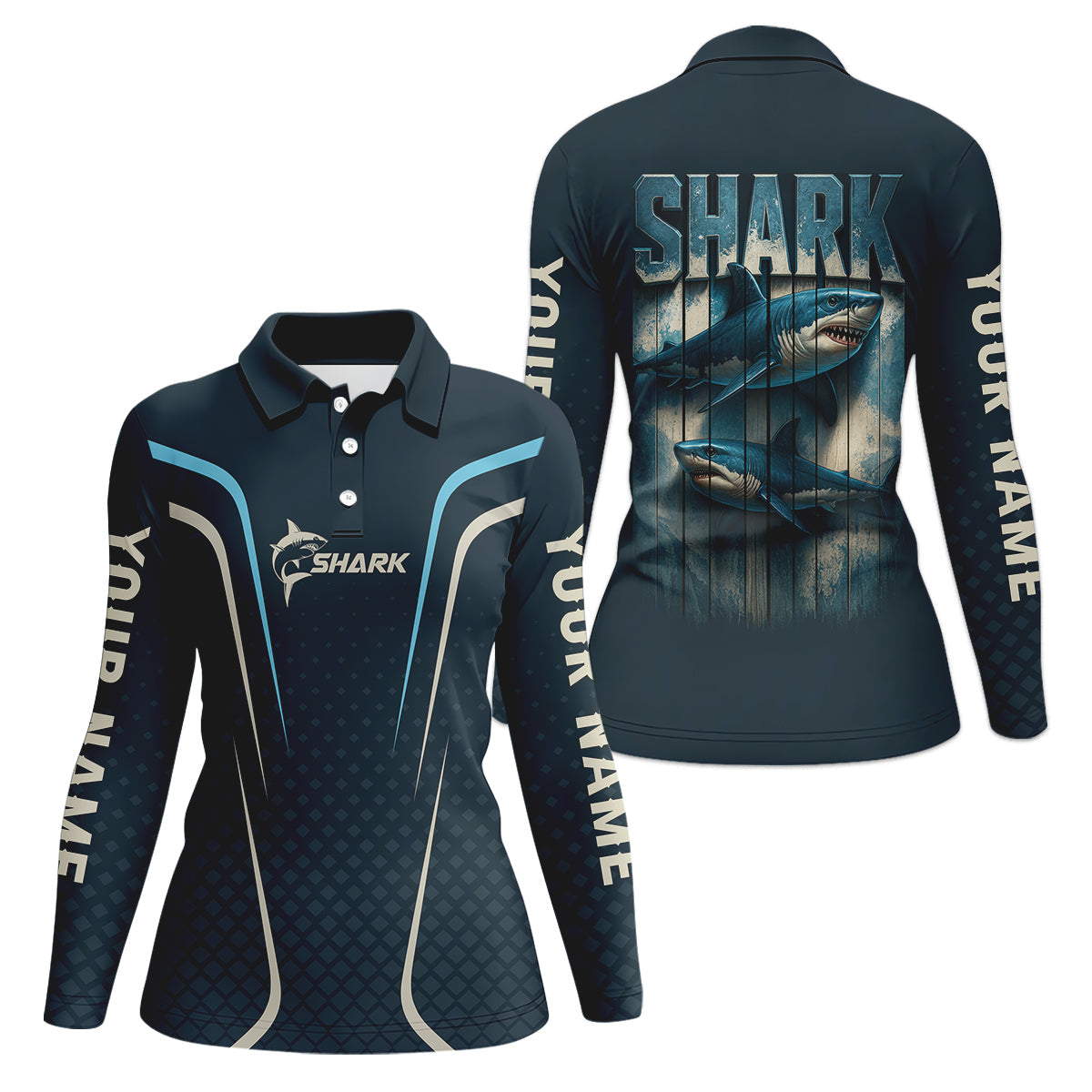 Shark Performance Fishing Shirts, Custom Fishing Shirts, SPF Long Sleeve Shirts Womens