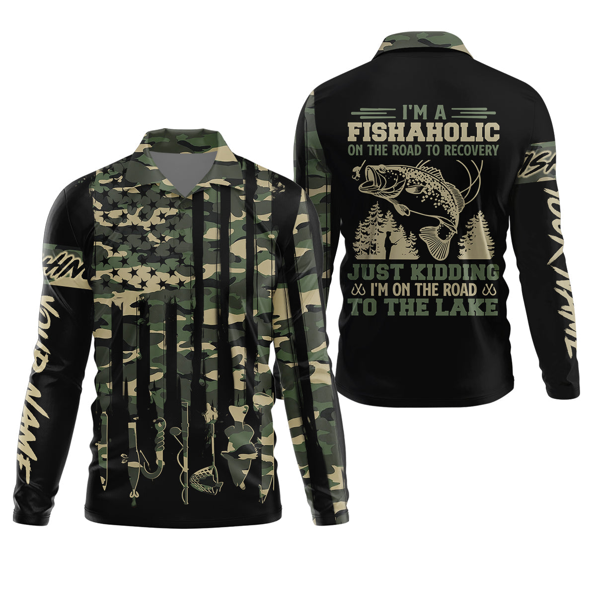 Fishaholic On The Road to the Lake, Personalized Fishing UPF Shirt