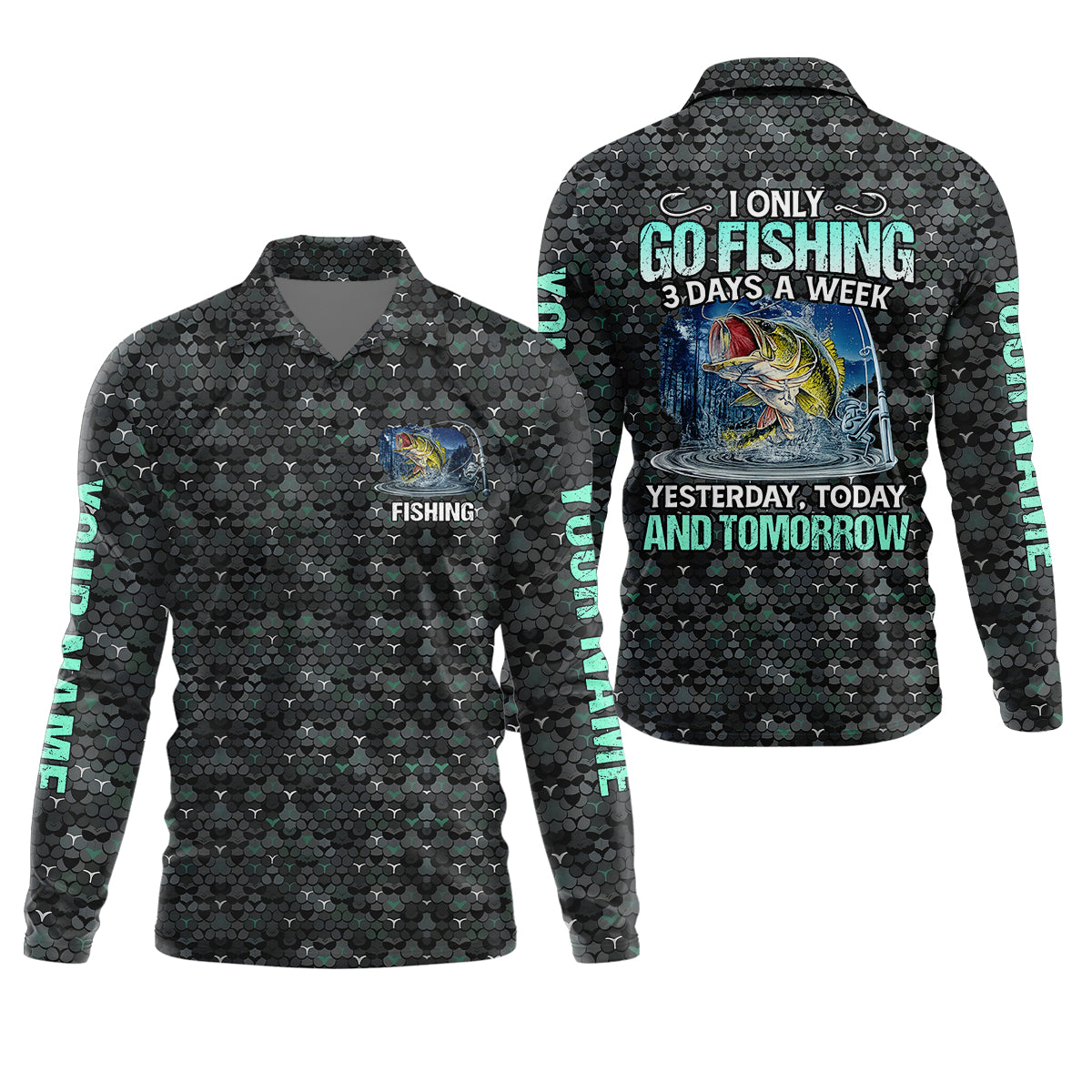 Personalized Fishing Shirt, Go Fishing 3 Days A Week Shirt, Fishing UPF Shirts, Funny Fisherman Gift