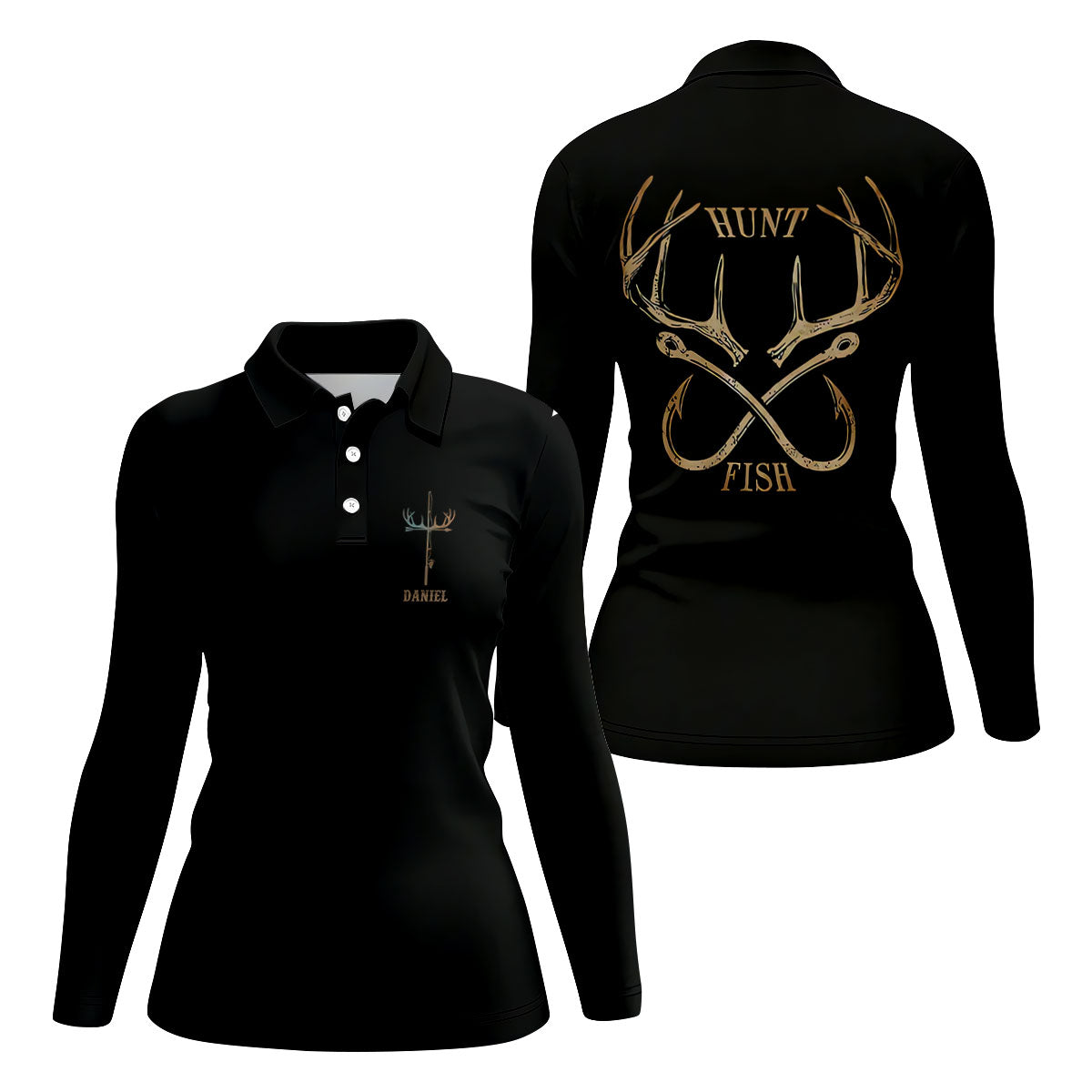 Hunt Fish Faith Cross Performance Fishing Shirts, Fishing UPF Shirts, Fishing Shirt For Women