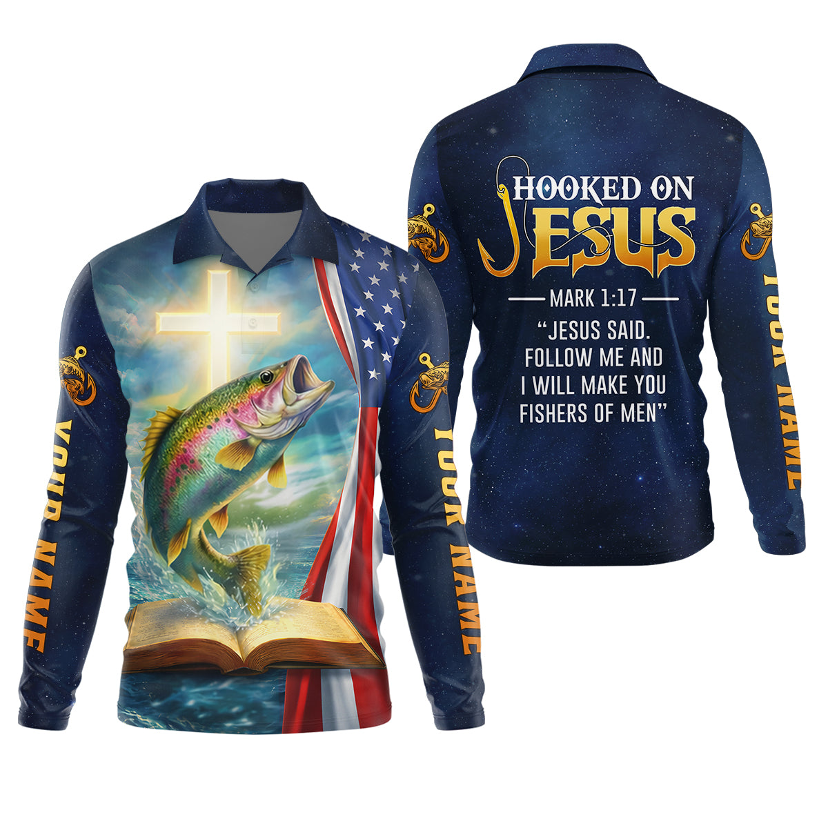 Hooked On Jesus – Fisher of Men Shirt, Fishing UPF Shirts, Funny Fishing Shirt