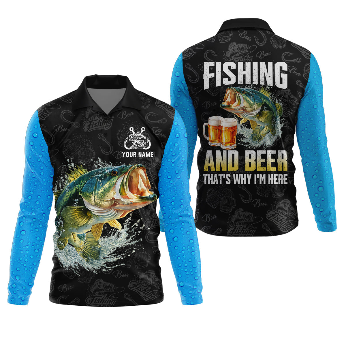 Fishing And Beer That’s Why I’m Here UPF Fishing Shirt, Personalized Custom Name
