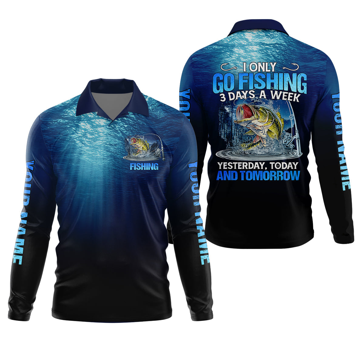 Personalized Funny Bass Fishing Shirt, Go Fishing 3 Days A Week Shirt, Fishing UPF Shirts