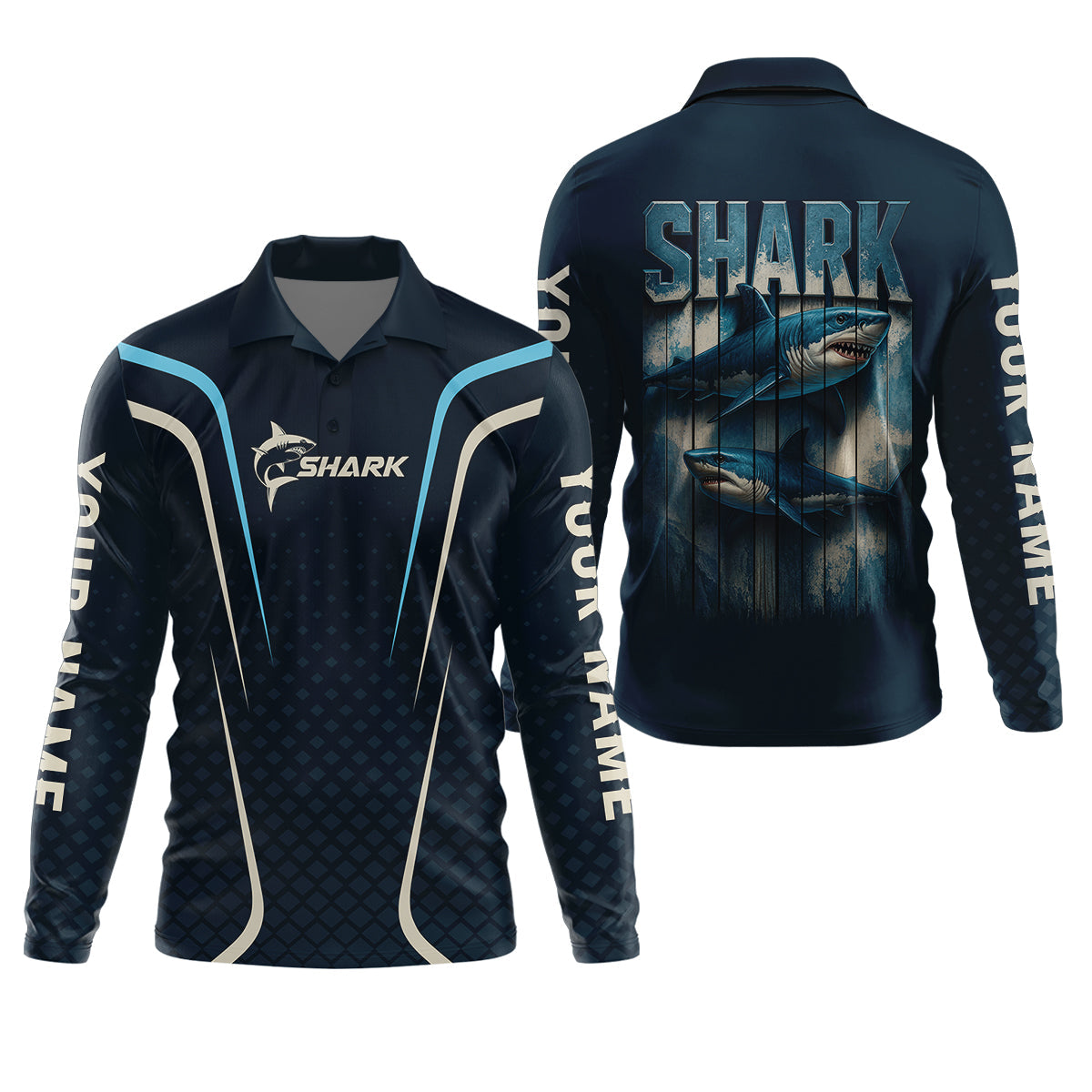 Shark Performance Fishing Shirts, Custom Fishing Shirts, Fishing UPF Shirts, Men's Fishing Shirt