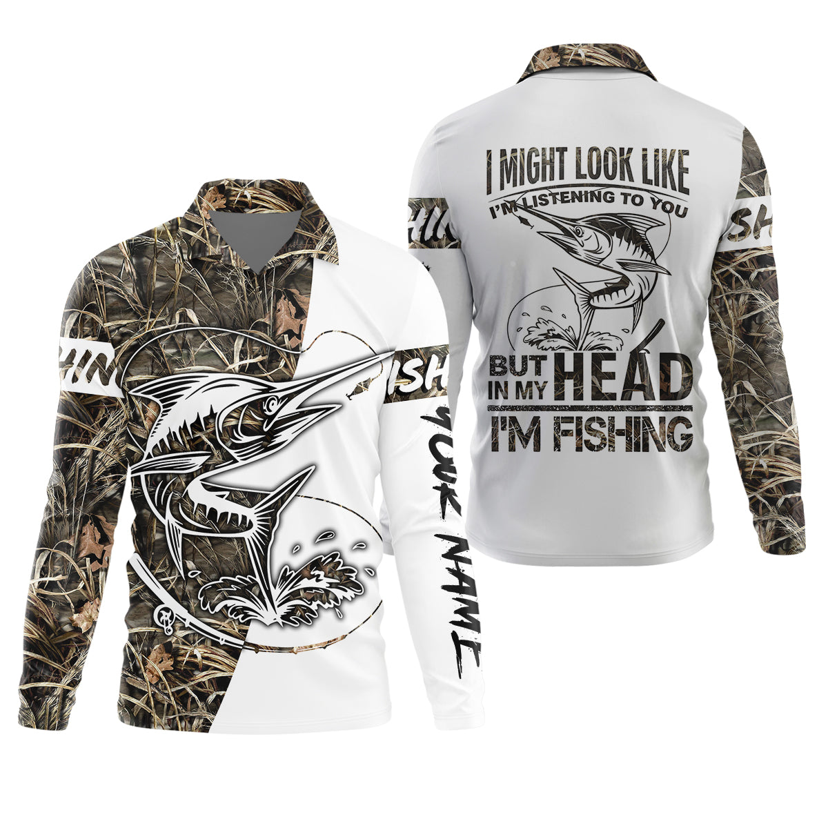 Personalized Marlin Fishing UPF Shirt – Funny Fishing Long Sleeve Shirt for Men