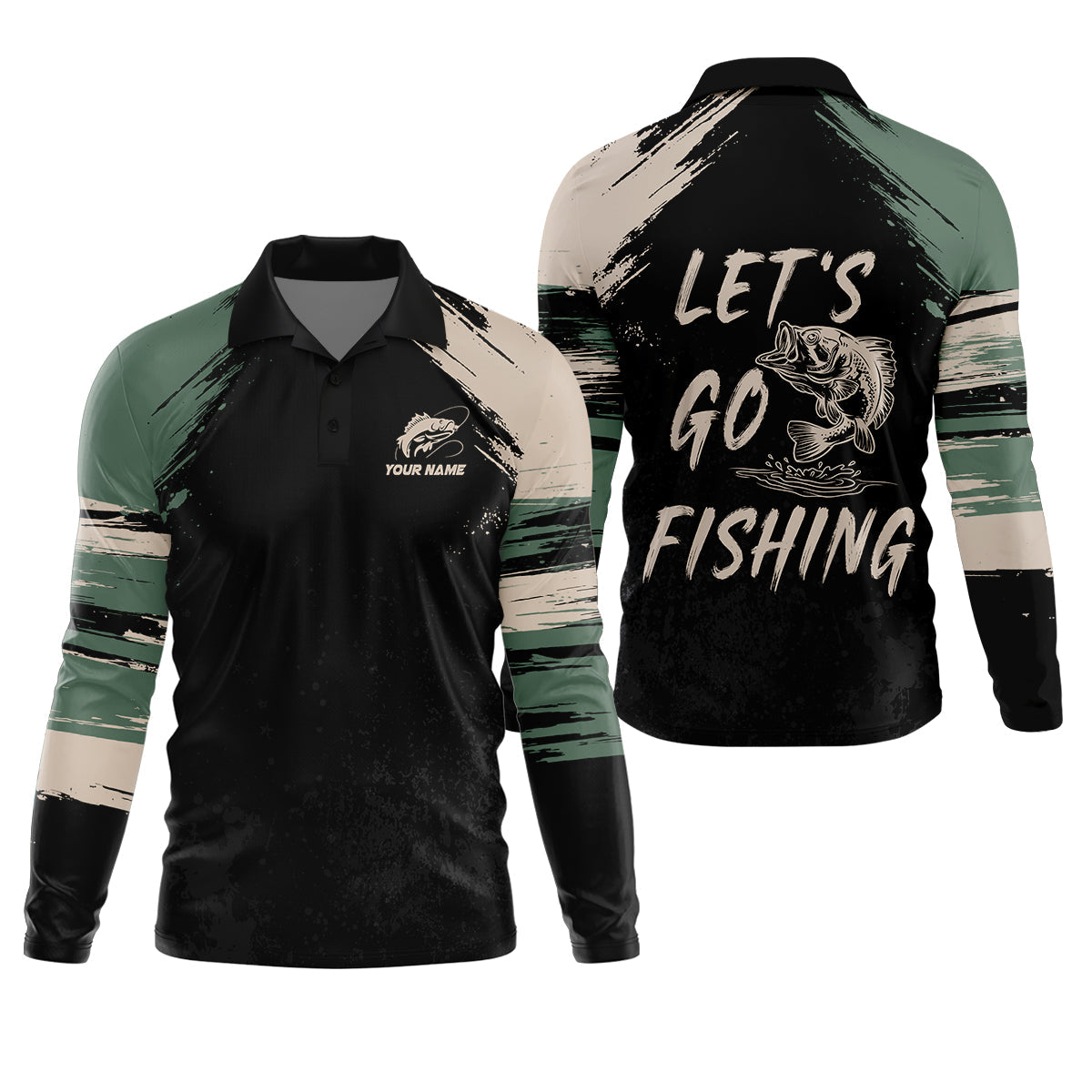 Let's Go Fishing Distressed Pattern Retro Fishing Shirt, Fishing UPF Shirts, Fishing Shirts For Men