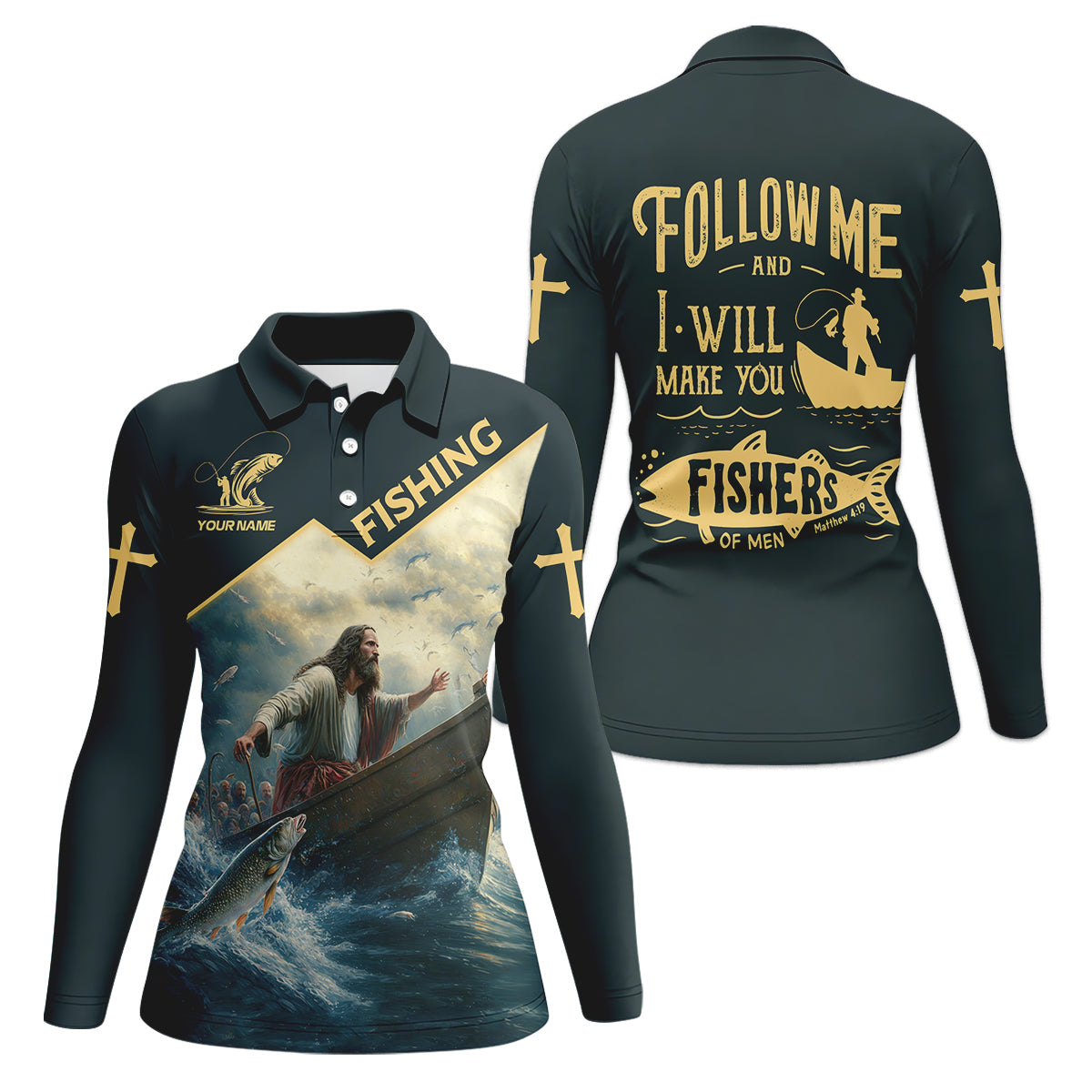 I Will Make You Fishers Of Men Christian Fishing Bible Fishing UPF Shirts, Women Fishing Shirt