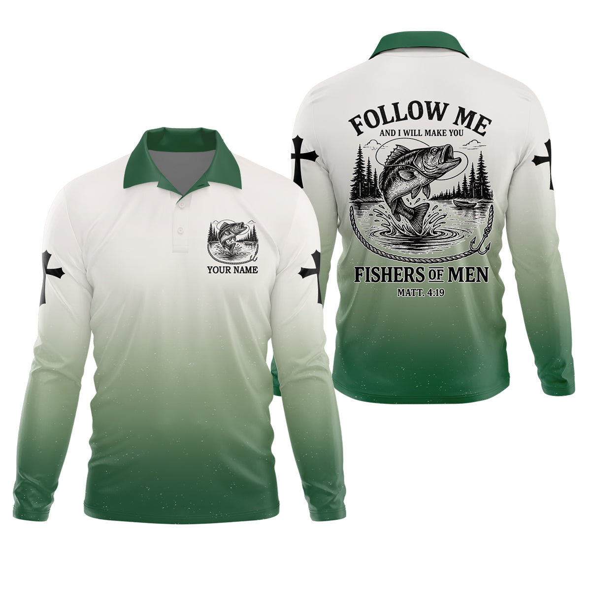 Custom Christian Shirts, Christian Fishing Shirts, Follow Me Fishers of Men Matthew 4:19, Religious Gift for Men