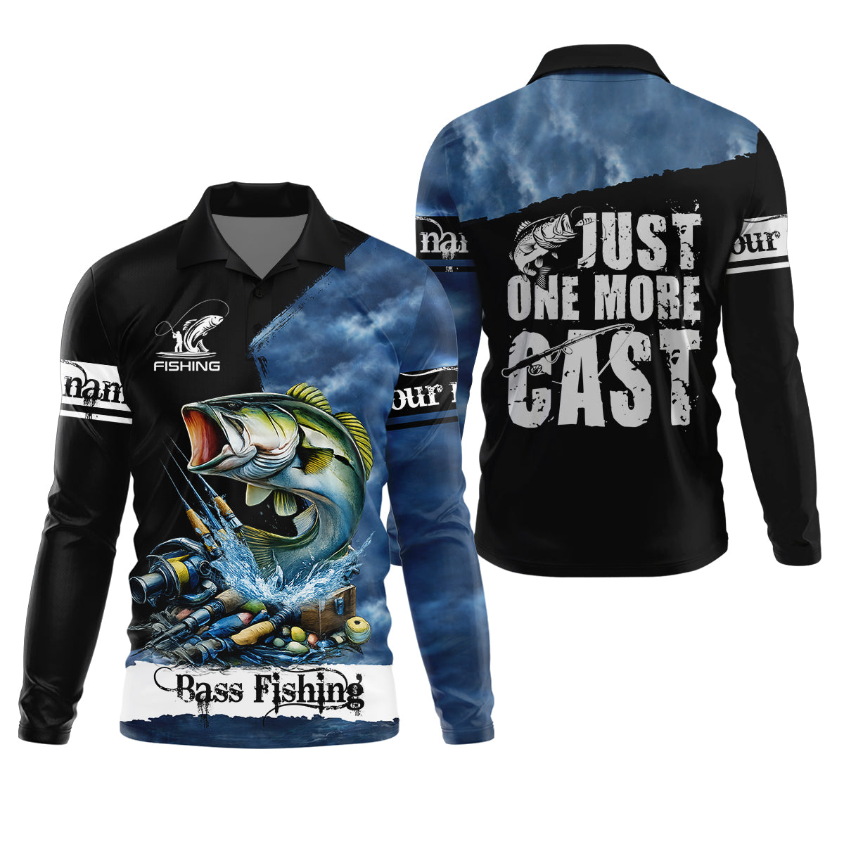 Just One More Cast Personalized Fishing UPF Shirt, Bass Fishing, Funny Fishing Shirt For Men