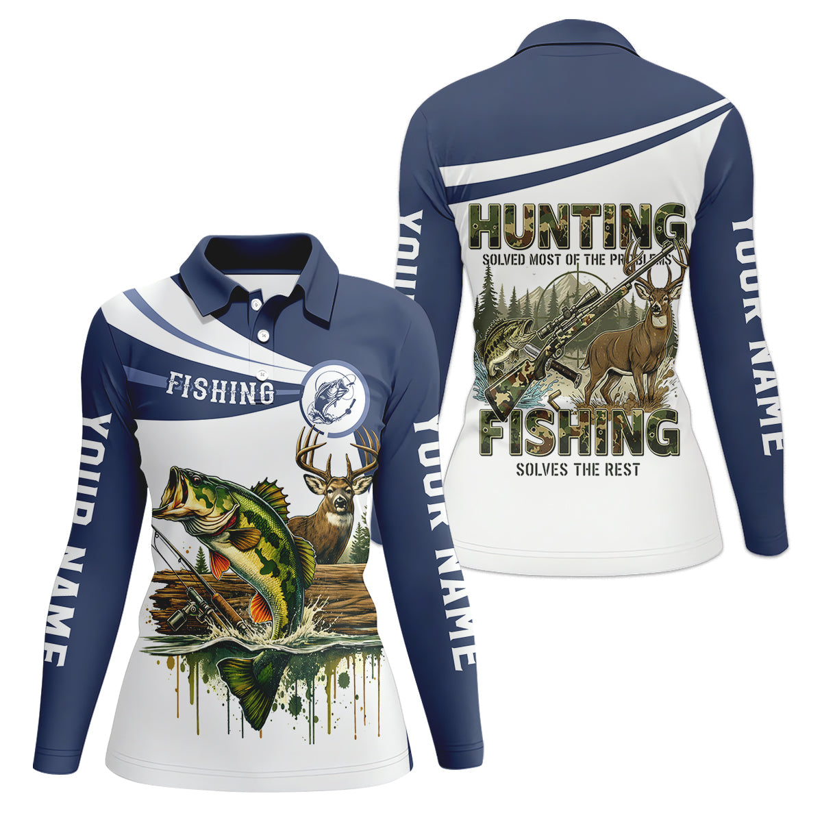 Hunting Fishing Camo Fishing Shirt, Fishing UPF Shirts, Personalized Fishing Shirt For Women, Female Fishing Shirts