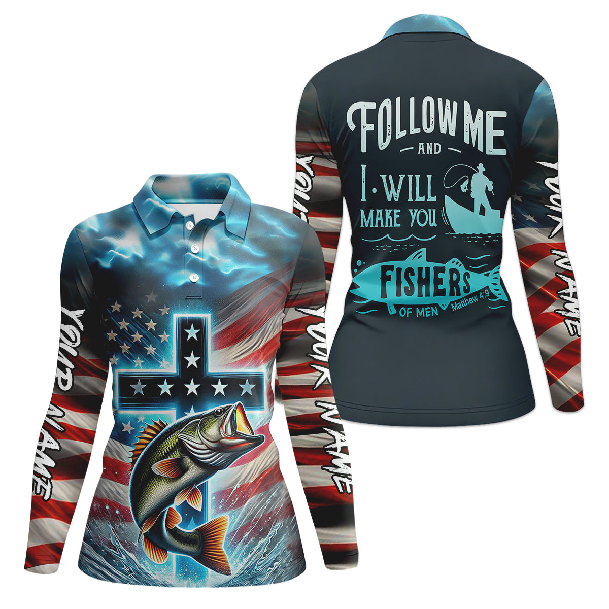 I Will Make You Fishers Of Men Christian Patriotic Fishing Shirt, Fishing UPF Shirts, Fishing Shirt For Women