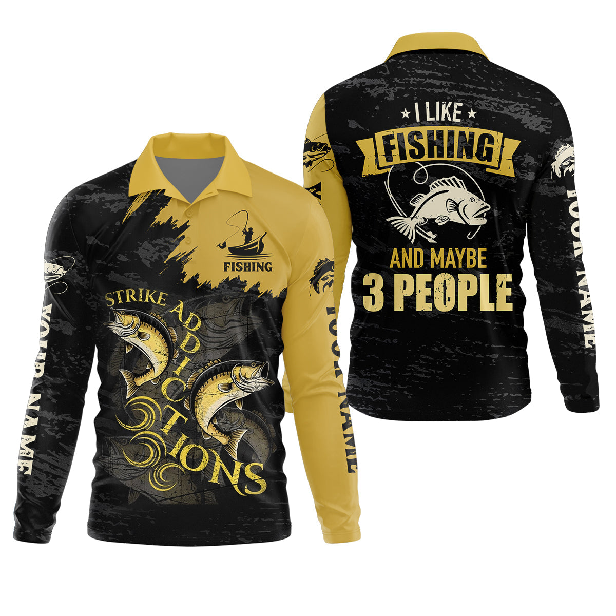 I Like Fishing And Maybe 3 People Shirt, Personalized Strike Addictions Bass Fishing Shirt For Men, Fishing UPF Shirts