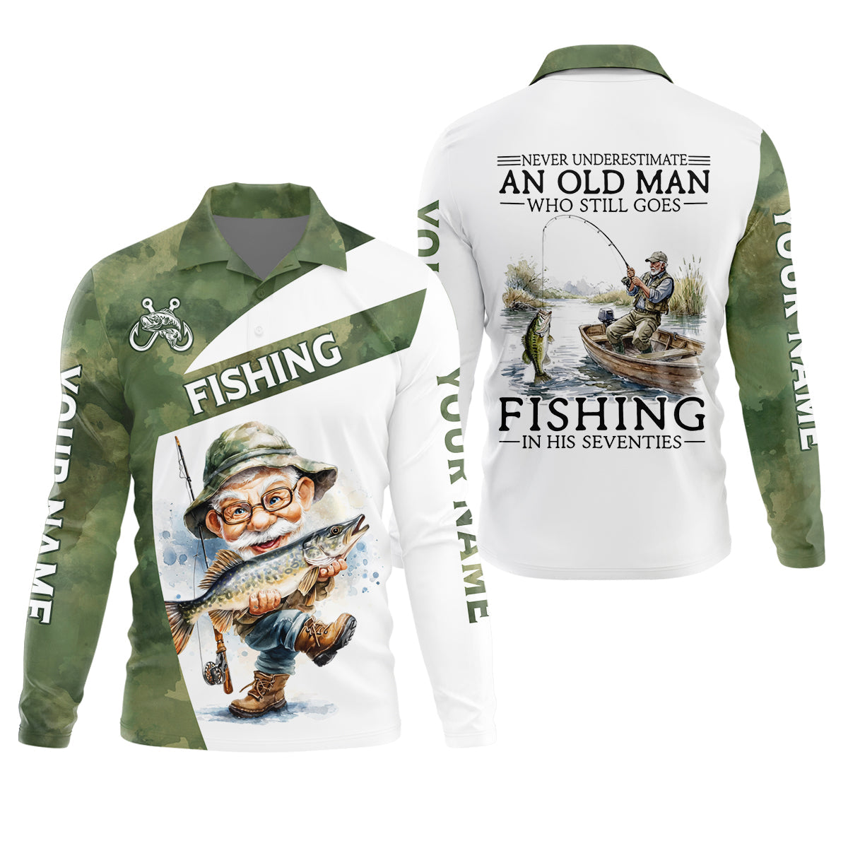 Never Underestimate An Old Man Who Still Goes Fishing Camo Fishing Shirt, Fishing UPF Shirts, Fishing Shirts For Men