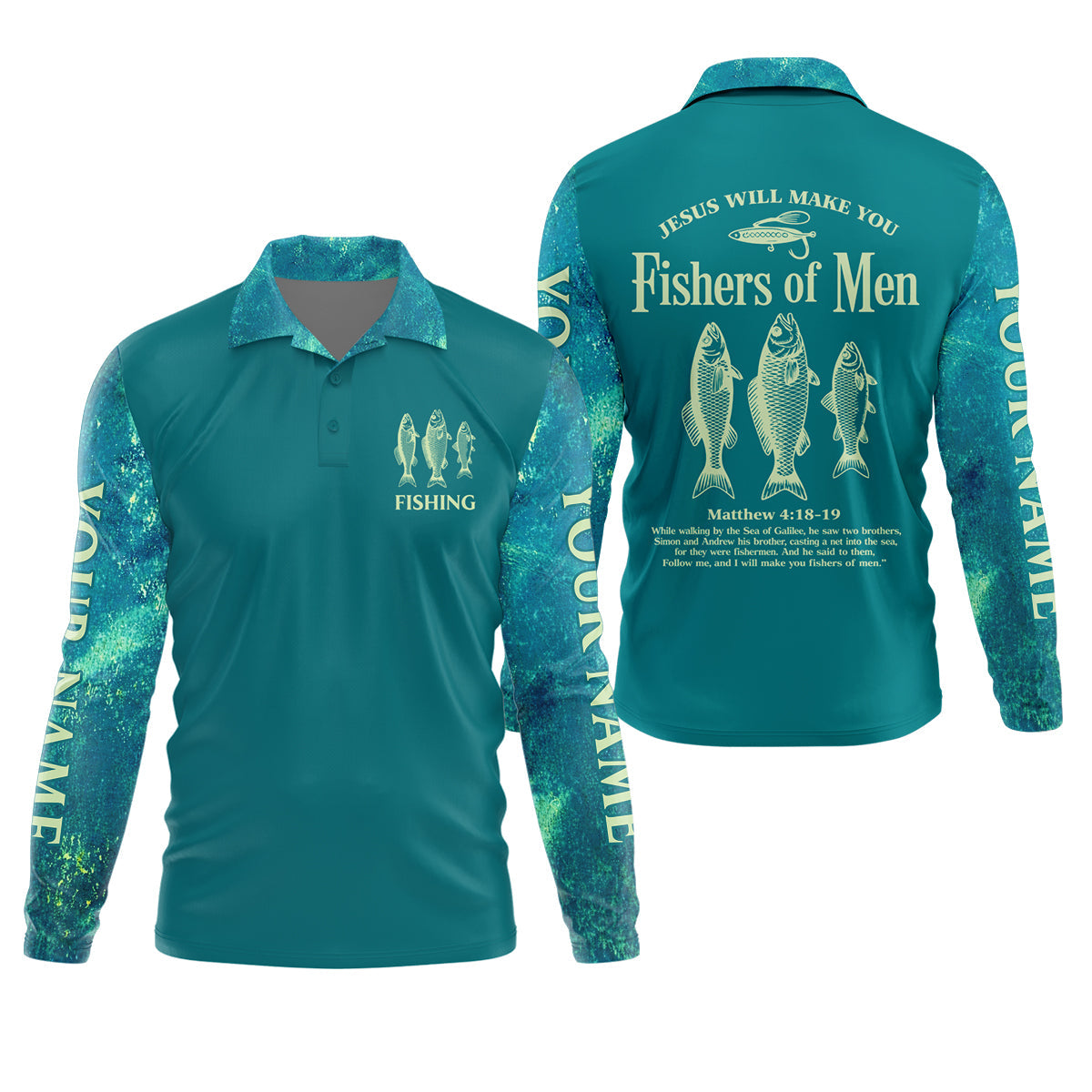 Jesus Will Make You Fishers Of Men Christian Fishing UPF Shirts, Funny Fishing Shirt, Fishing Shirts For Men