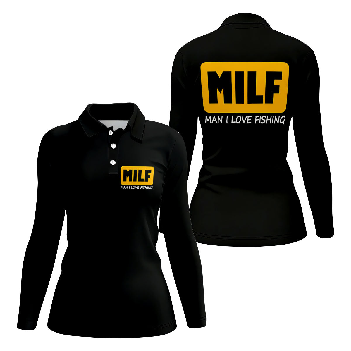 MILF Man I Love Fish Black And Yellow Fishing UPF Shirts, Funny Fishing Shirt, Fishing Shirt For Women
