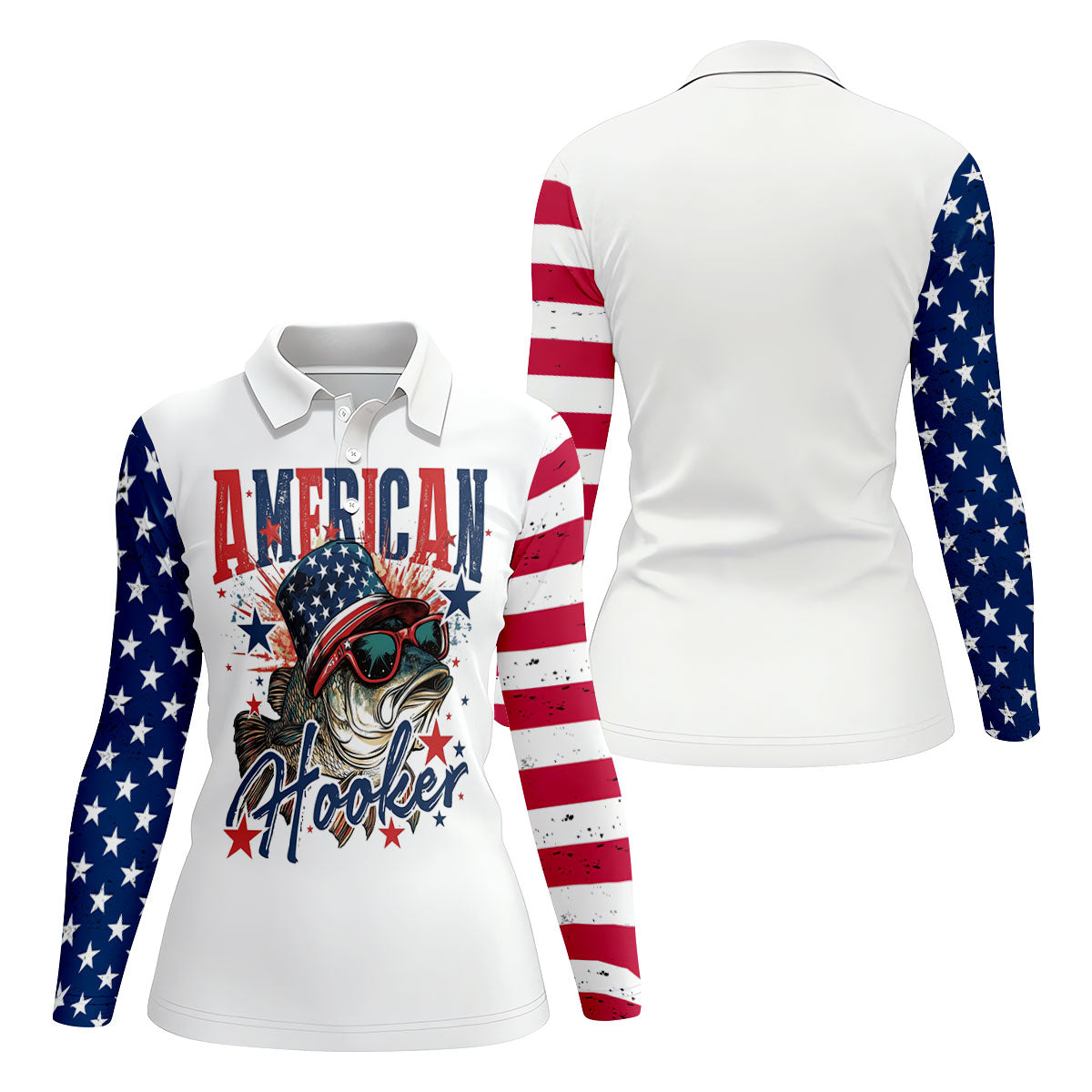 American Hooker Patriotic Fishing Shirt, Fishing UPF Shirts, 250th Anniversary Fishing Shirt For Women