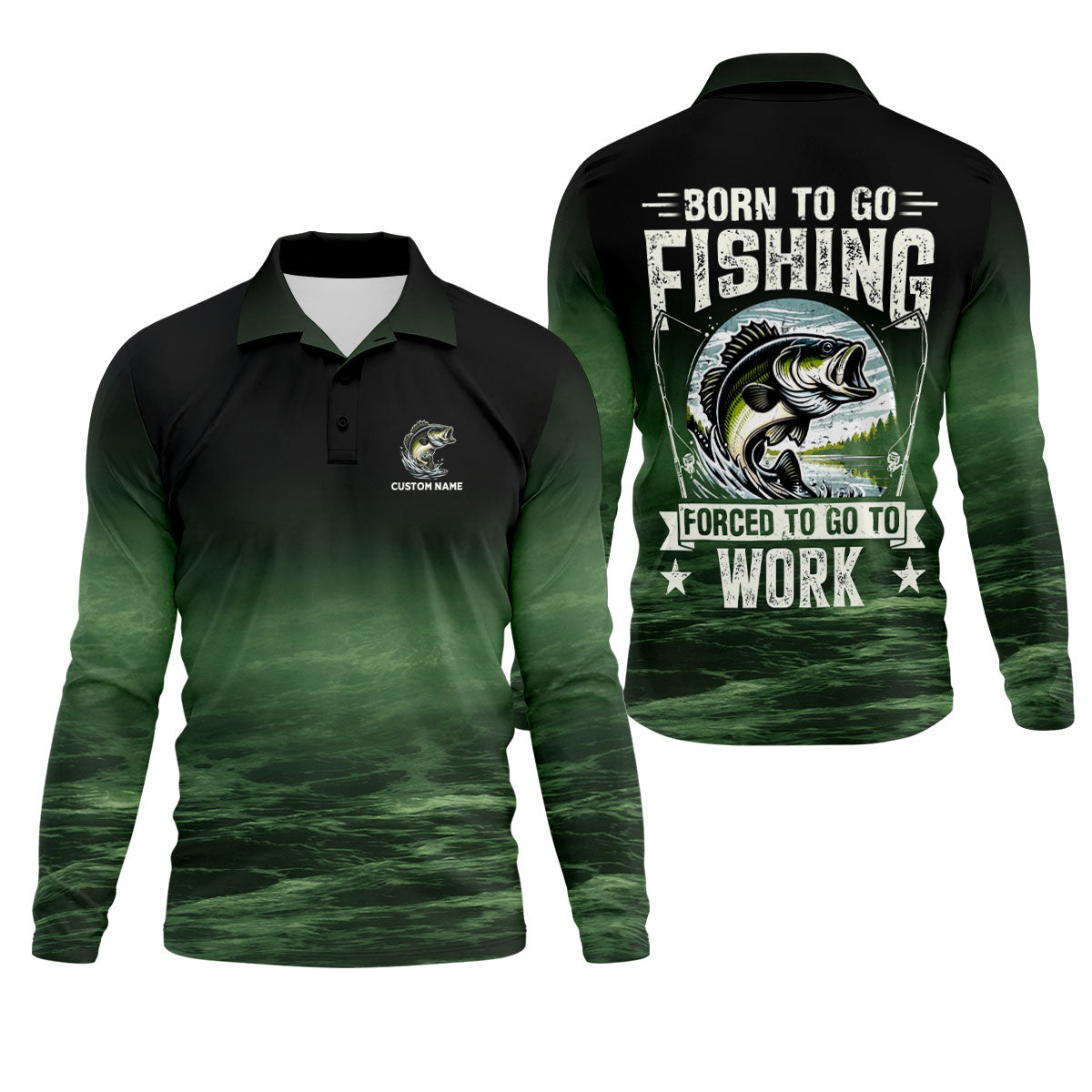 Custom Born To Go Fishing Long Sleeve Shirt, Funny Fisherman Gift for Men, Fishing UPF Shirts