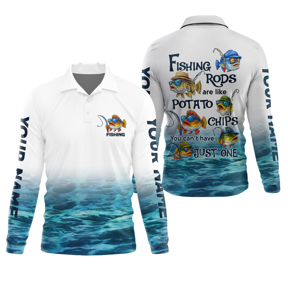 Fishing Rods Are Like Potato Chips White Fishing Shirt, Funny Fishing Shirt, SPF Shirt For Men, Gift For Fisherman