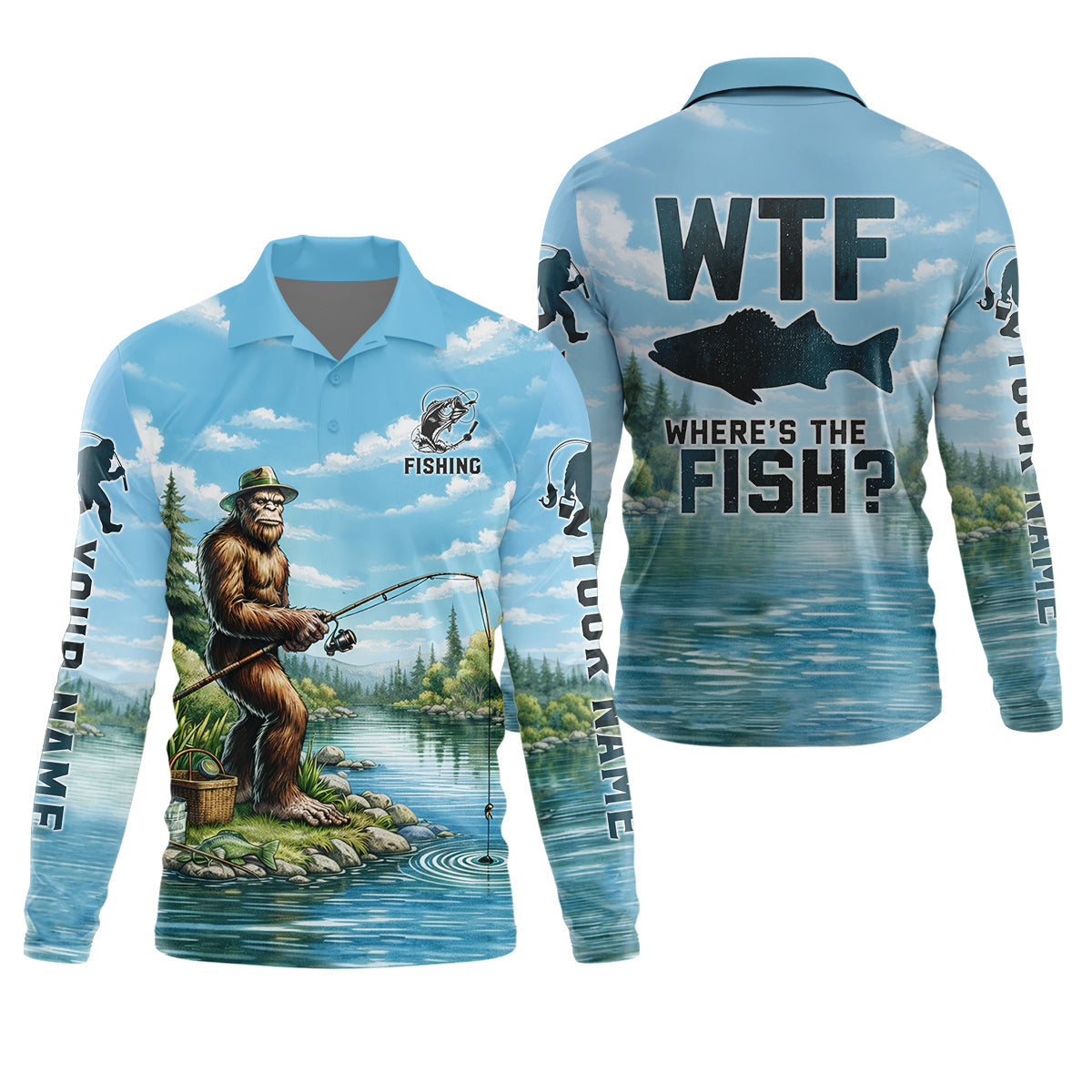 WTF Where’s The Fish, Bigfoot Fishing Personalized UPF Shirt