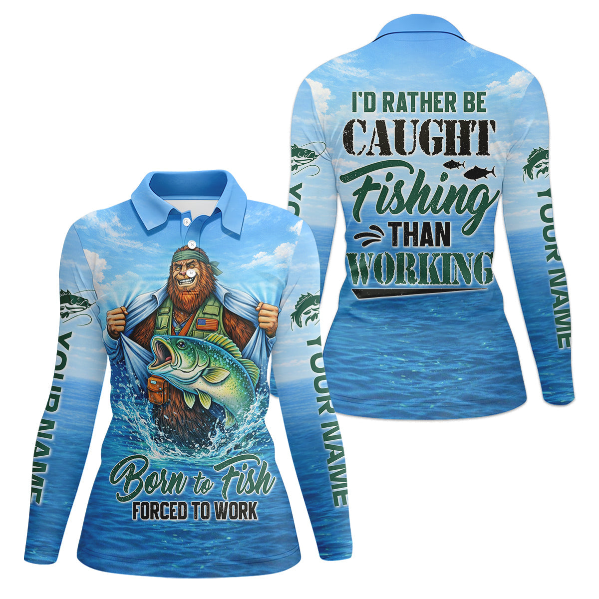 I’d Rather Be Caught Fishing Than Working Personalized Fishing Shirt For Women, Long Sleeve Fishing Shirt, Gift For Her
