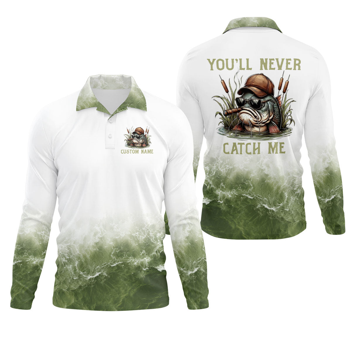 You’ll Never Catch Me, Fishing UPF Shirts, SPF Long Sleeve Shirts, Funny Fishing Shirt, Fishing Shirts For Men