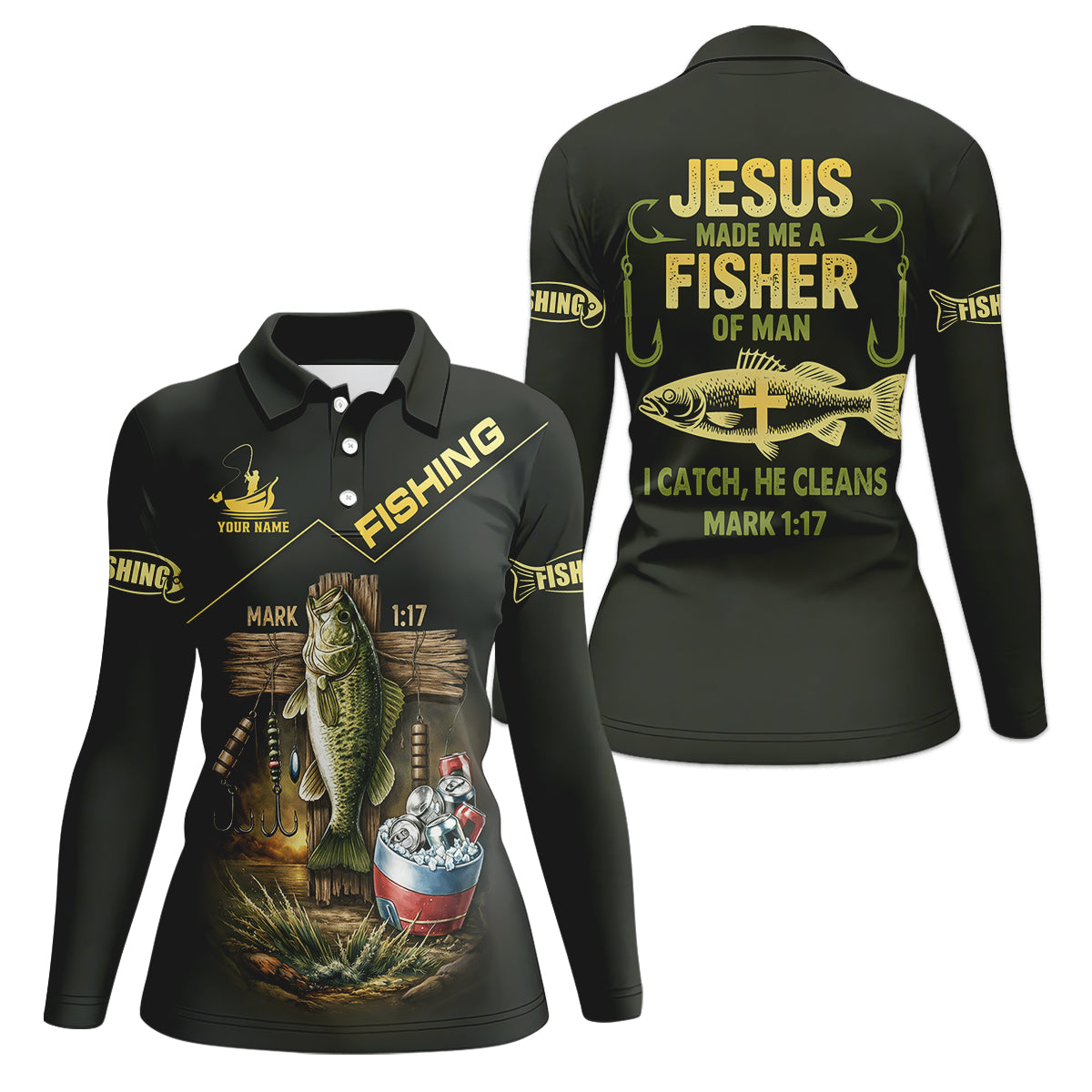 Jesus Made Me A Fisher Of Man Personalized Fishing Shirt For Women, Long Sleeve Fishing Shirt, Gift For Her