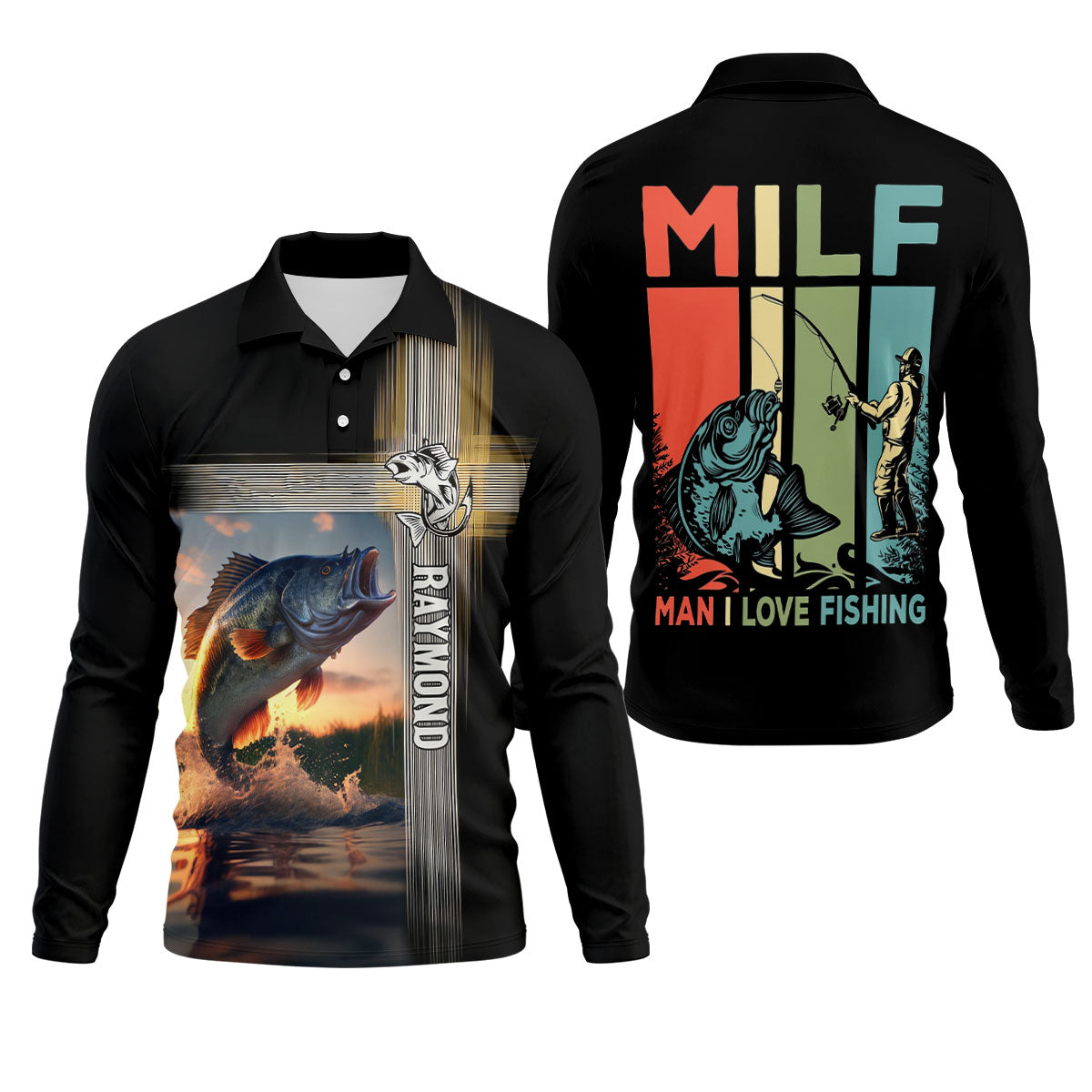 MILF Man I Love Fish Faith Cross Funny Fishing Shirt, Fishing UPF Shirts, Fishing Shirts For Men