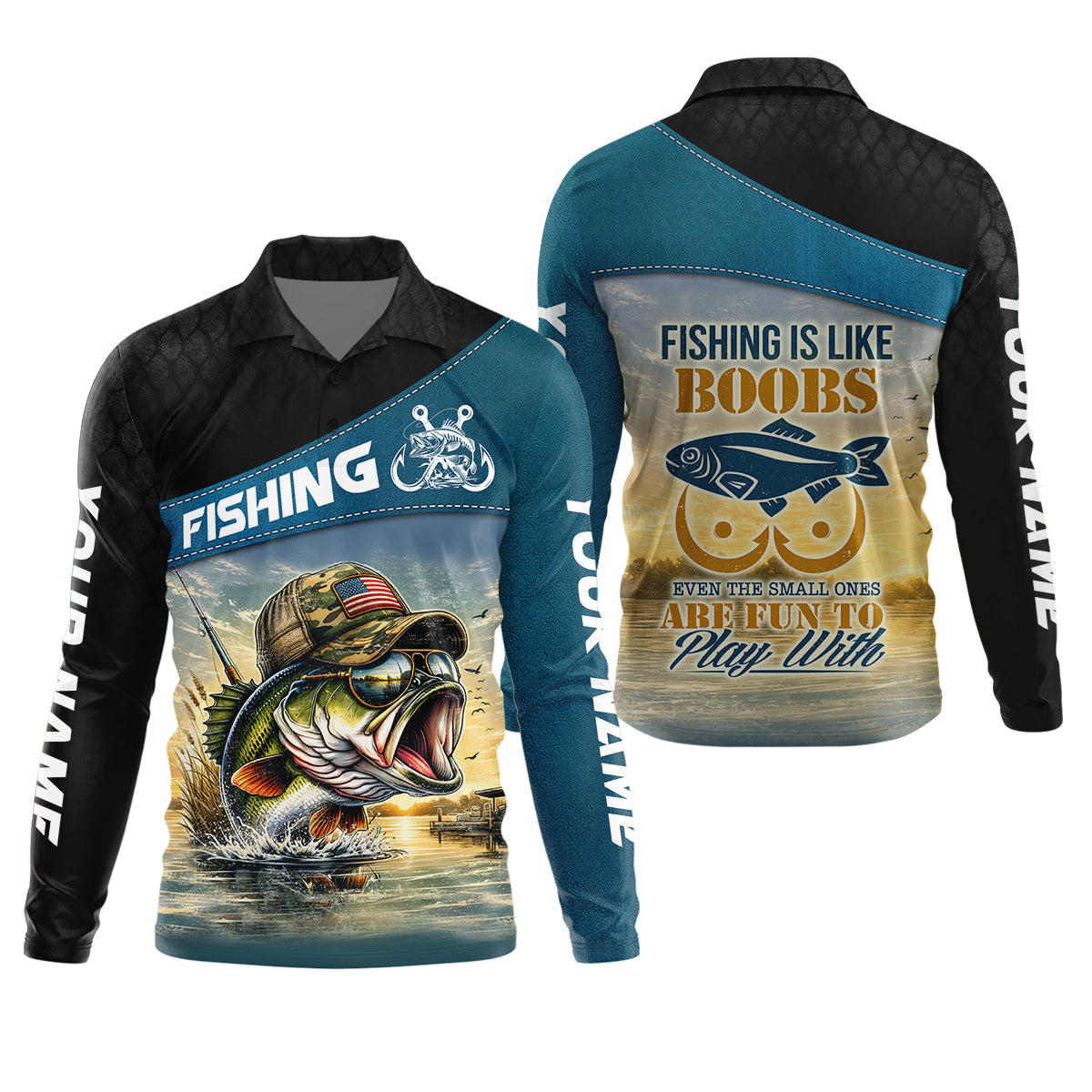 Funny Fishing Humor UPF Shirt, Personalized Bass Fishing Shirt for Men
