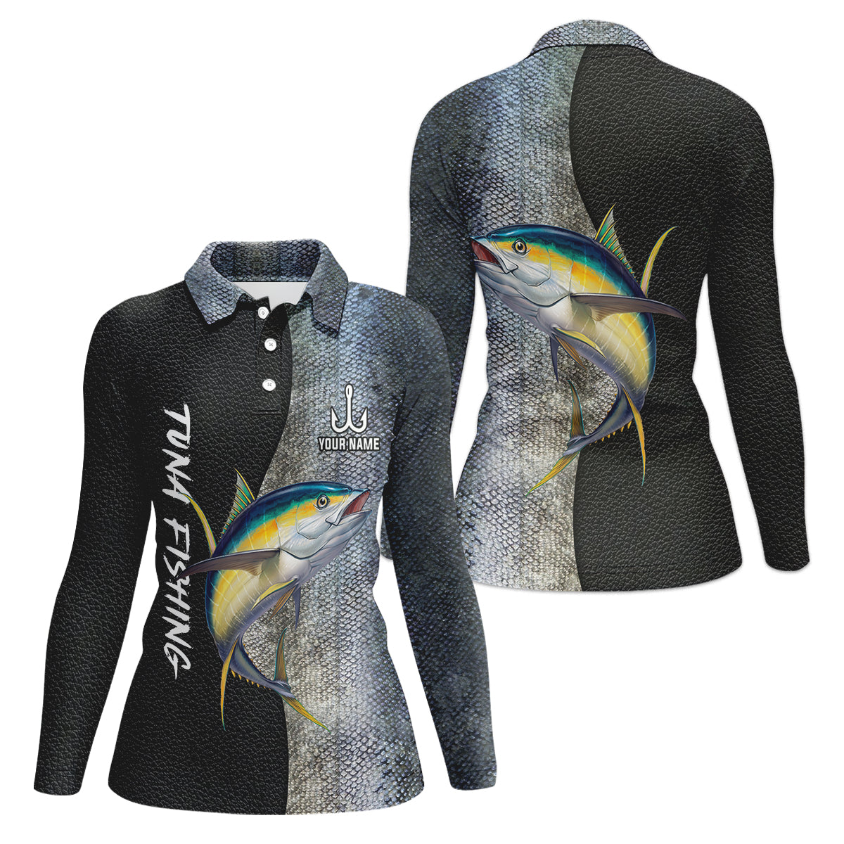 Tuna Fishing Saltwater Custom Name UPF Shirts, Tournament Fishing Shirts, Women Fishing Shirt