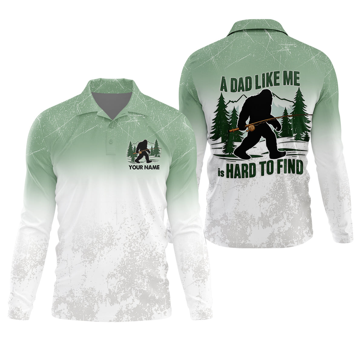 A Dad Like Me Is Hard To Find Bigfoot Fishing Shirt, Custom Name Bass Shirt, Fishing UPF Shirts, Funny Fishing Shirt