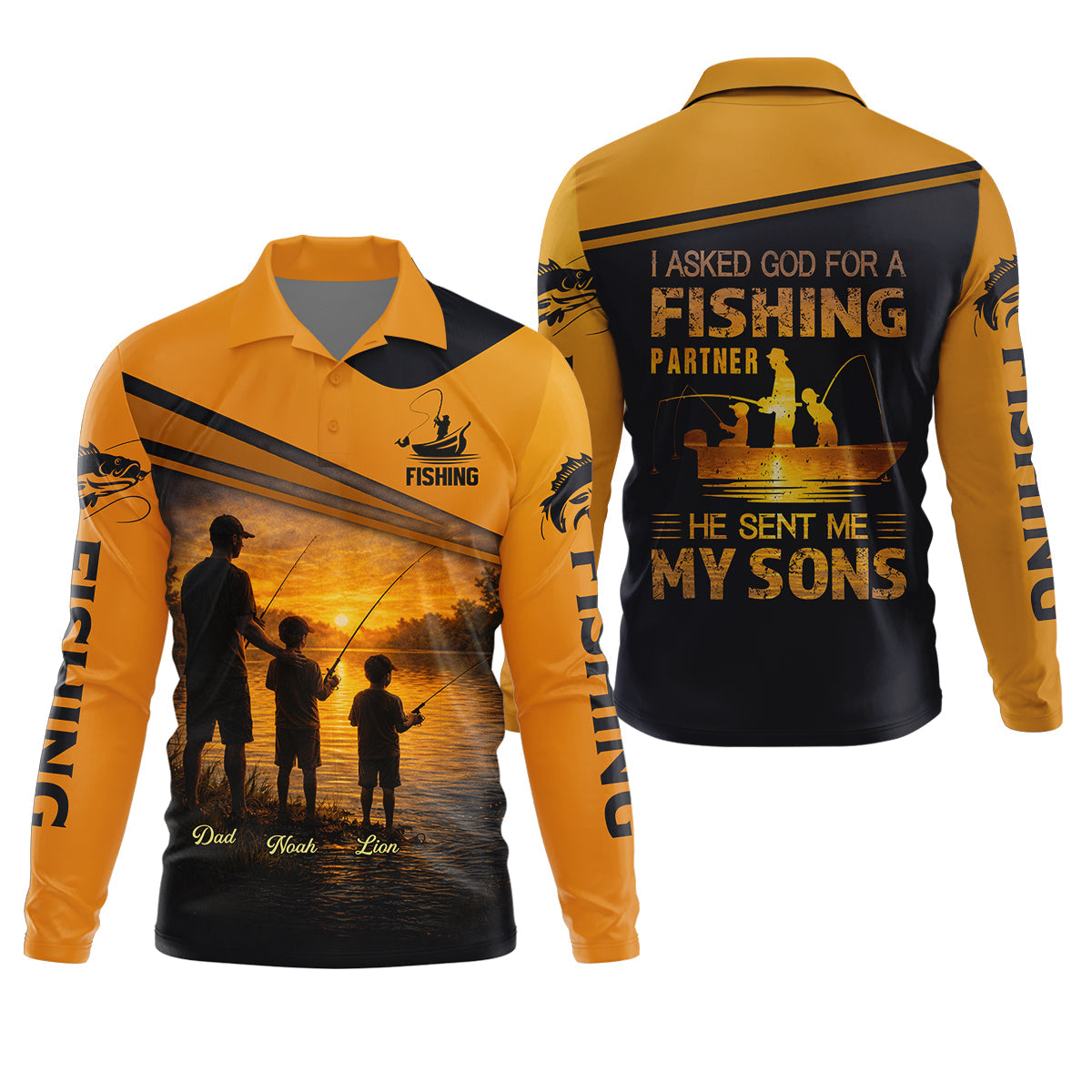I Asked God For A Fishing Partner He Sent Me My Sons Personalized Fishing UPF Shirt, Christian Fishing Shirt, Gift For Dad