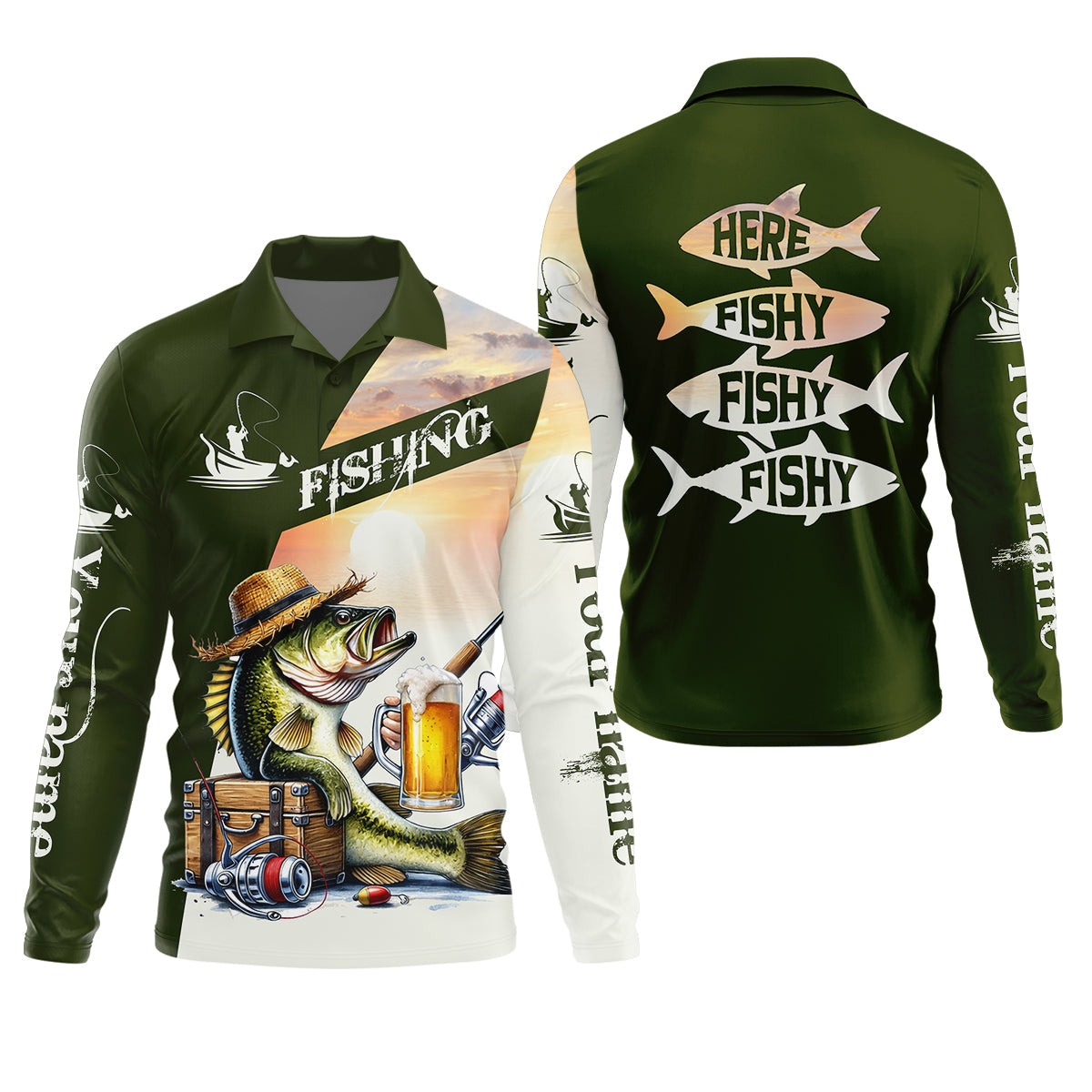 Here Fishy Fishy Funny Fishing Shirt, Fisherman Beer Shirt For Men, Custom Fishing Gift