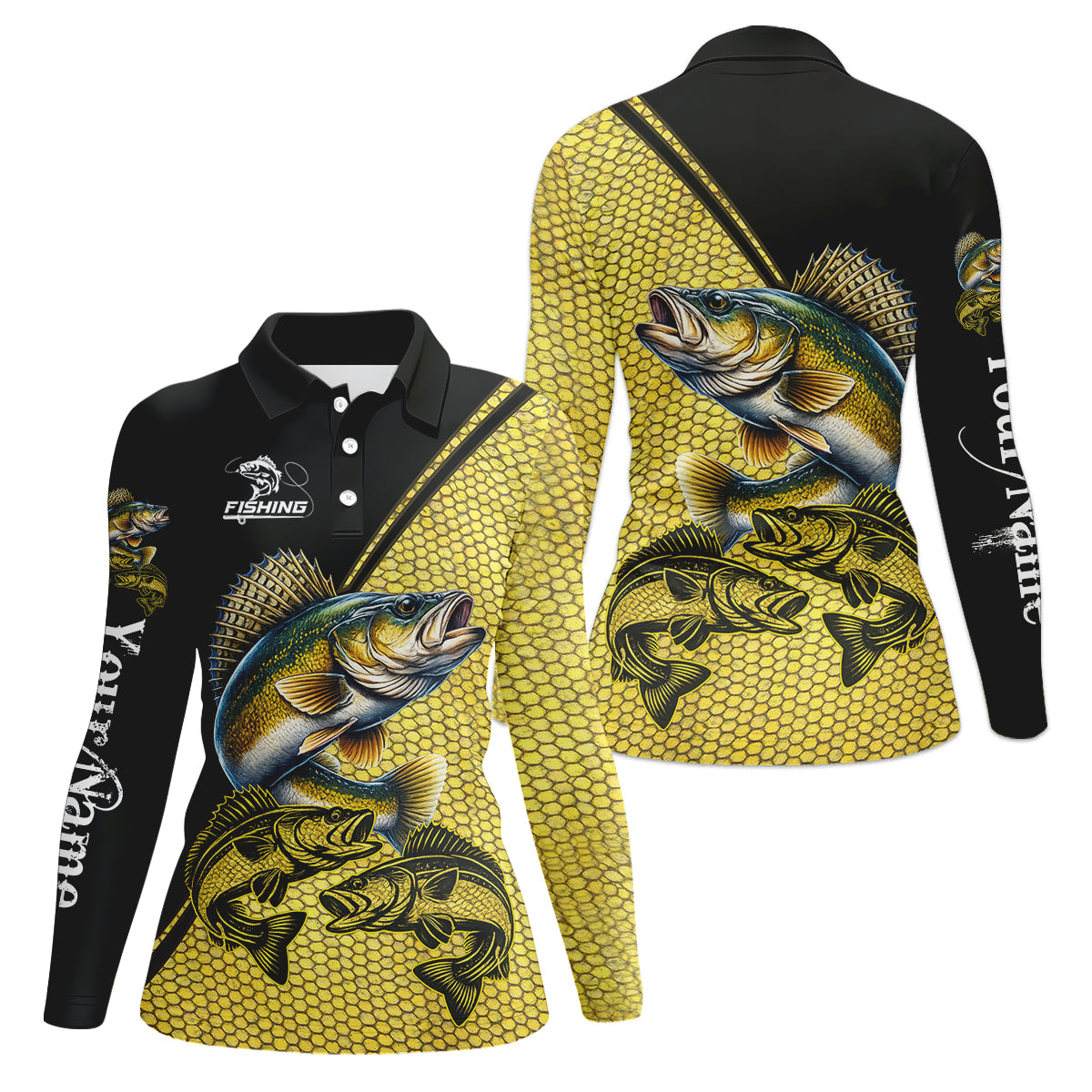 Personalized Walleye Fishing Shirt For Women, Long Sleeve Fishing Shirt, Gift For Her
