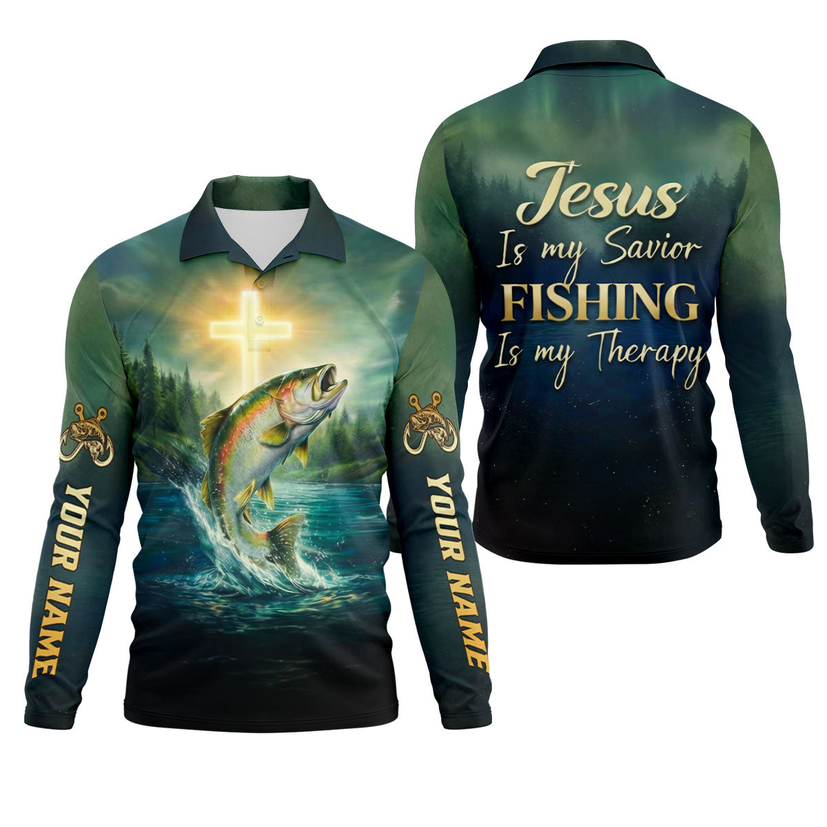Jesus My Savior – Fishing My Therapy Shirt, Fishing UPF Shirts, Funny Fishing Shirt
