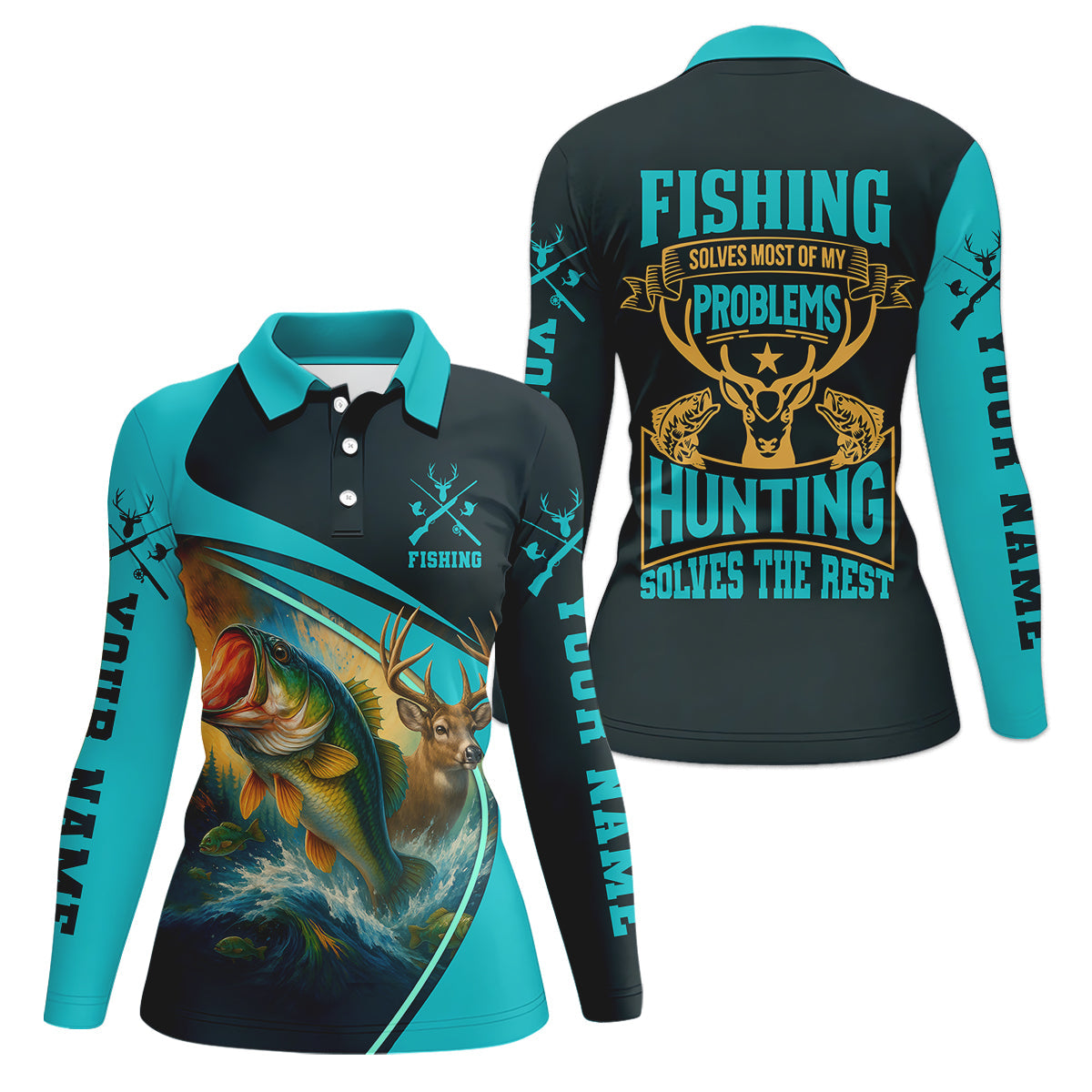 Fishing Solves Most Of My Problems Fishing UPF Shirts, Fishing Shirt For Women, Fishing And Hunting SPF Shirt
