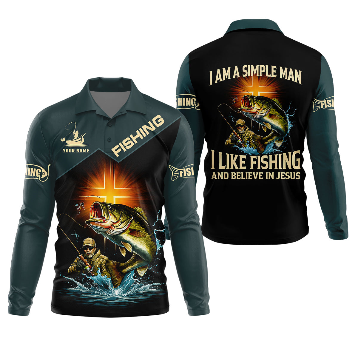 Like Fishing And Believe In Jesus Shirt, Christian Bass Fishing Long Sleeve For Men, Fishing UPF Shirts